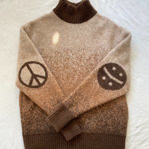 Madhappy Wool / Cashmere Blend Sample Peace and Love Mock Neck Sweater Brown